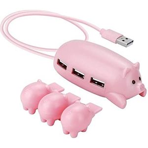 Roze Varken Laptop USB Hub 2.0 Toetsenbord Muis Adapter Draagbare Extender Gadget