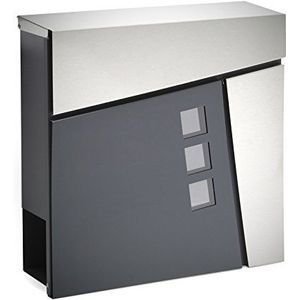 Modern design brievenbus met krantenrol V24 antraciet wandbrievenbus poedercoating rvs