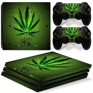 Morbuy PS4 Pro Vinyl Skin Full Body Cover Sticker Sticker voor Sony Playstation 4 Pro Console en 2 Dualshock Controller, Groen blad