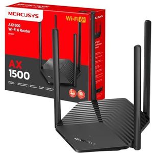 MERCUSYS MR60X WiFi 6 AX1500Mbps, Gigabit Ethernet-poorten, TP-Link wifi-router, algemene veiligheidsbescherming, eenvoudige installatie, internet booster, energiebesparing, app-besturing