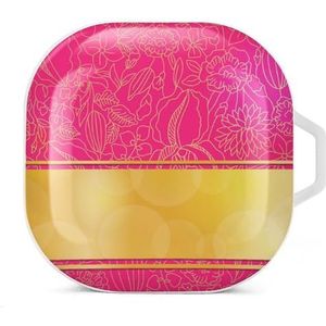 Roze decoratieve oordopjes hoesje compatibel met Samsung hard shell beschermhoes witte stijl