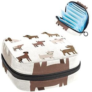 Periode Pouch Draagbare Tampon Opbergtas,Tampon Houder voor Portemonnee Vrouwelijke Product Organizer,Mooie Puppy Collection-01, Meerkleurig, 4.7x6.6x6.6 in/12x17x17 cm