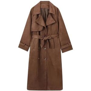 Klassieke lange trenchcoat for dames Elegante winterjas for dames Dames Wintervest Dames Casual lange geul Winddichte jas Lange jas for dames Klassiek windjack Lange trenchcoats(Brown_M)