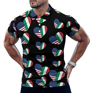 Love Being Italiaans-Amerikaanse casual poloshirts voor mannen, slim fit T-shirt met korte mouwen, sneldrogend golftops T-shirts L