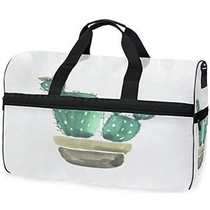 Catus Plant Gras Kunst Sport Zwemmen Gym Tas met Schoenen Compartiment Weekender Duffel Reistassen Handtas voor Vrouwen Meisjes Mannen