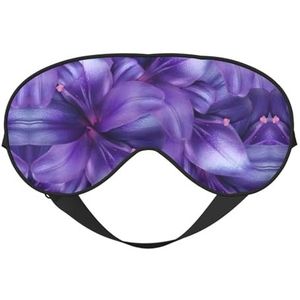 Zachte ademende slaap paarse lelie bloemen print oogmasker, lichtblokkering, verstelbare riem, slaapmasker voor reizen, nachtwerk, kantoor