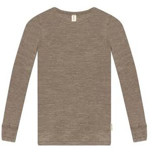 Dilling Kindershirt met lange mouwen van merinowol, bruin, gemêleerd, 110