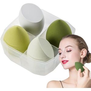 Make-upsponsset, 4 stuks, latexvrije, meerkleurige beauty-sponzen voor make-up, schoonheidsspons voor vloeistoffen, crèmes en poeder, mengsponzen voor make-up Bseid