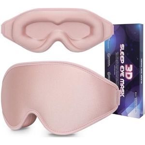 Slaapmasker 100% lichtblokkerend oogmasker om te slapen, 3D traagschuim ooghoezen met verstelbare riem, nachtblinddoek voor vrouwen, roze