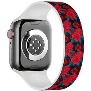 Solo Loop Band Compatibel met All Series Apple Watch 42/44/45/49mm (Red Rose Seamlees Retro) Elastische Siliconen Band Strap Accessoire, Siliconen, Geen edelsteen