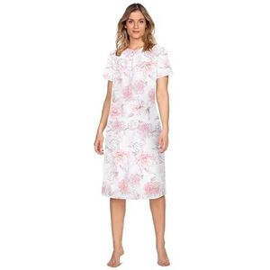 e.Femme® Kate 2348 nachthemd voor dames, korte mouwen, 100% katoen, roze hortensia, 48