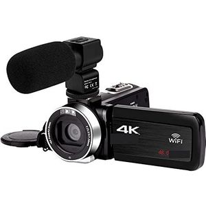 Videocamera, Volledige 4K Digitale Camcorder 48MP Digitale Video Camera for Streaming 18X Groothoek Vlog Camera Time Lapse Loop opname(NO SD Card,With Microphone)