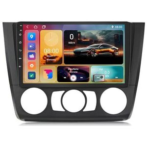 Android 15 GPS Navigation Stereo voor BMW 1 Series E81 E82 E87 E88 2008-2012 9 Inch 2 Din Car Stereo Radio met CarPlay AHD Omgekeerd beeld Bedieningselementen op het stuur Bluetooth(B,H7 8G+128G)