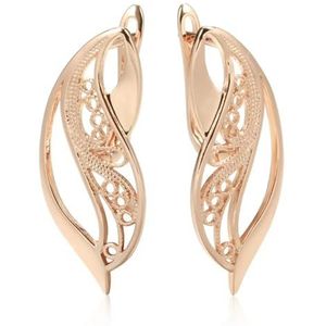 Nieuwe Trend Glossy Dangle Earring Voor Vrouwen Rose Gold Kleur Ongebruikelijke Hollow Drop Oorbellen Dagelijkse Fijne Sieraden-Rose Goud