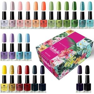 Oh La La Lacquer Nagellak Set - Luxe Collectie van 24 Moderne Kleuren (elk 12 ml) Langdurig, Snel Drogend, Hoog Gepigmenteerd, Stijlvolle Bloemenbox