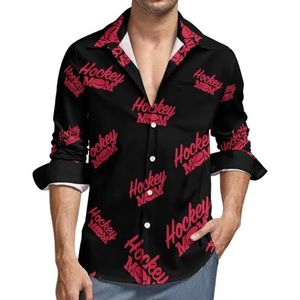 Hockey Moeder Casual Heren Shirts Lange Mouw met Zak Hawaii Shirt Vakantie 2XL