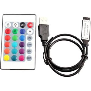 1 STKS/1SET DC 5V USB LED Light Strip RGB Bluetooth Afstandsbediening Infrarood Afstandsbediening RF Draadloze Controle LED Licht Strip Woondecoratie (Kleur: 24Key IR Controller)