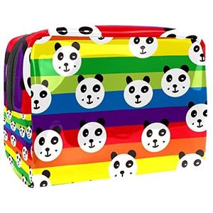Cosmetische tas voor dames,kleine make-uptas voor portemonnee,Regenboog schattige Panda,Cosmetische reistas,make-uptasje