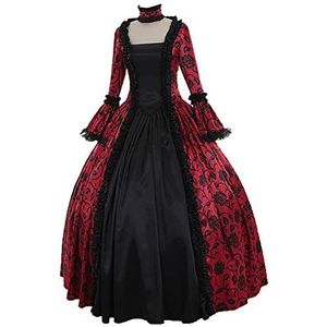 Frolada Women's Medieval Dress Lotila Fancy Palace Masquerade Dresses Sexy Dressing Up For Halloween Party Christmas Birthday Clubs Prom Gothic Victorian Red L