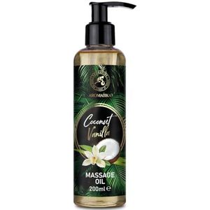 Massageolie Kokosnoot-Vanille 200ml - Lichaamsverzorgingsolie - Massageolie om van te genieten - Ontspanningsmassageolie - Oliën met een heerlijke geur - 100% Natuurlijke Cosmetica - Schoonheid