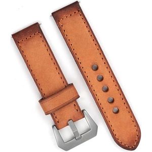 dayeer Vintage lederen horlogeband voor Panerai handgemaakte stiksels vervangende horlogeband (Color : Brown, Size : 22mm)