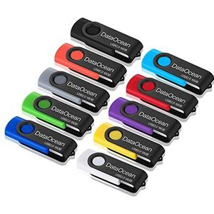 DataOcean USB 2.0 Swivel Thumb Drive Flash Drive 16 GB Memory Stick Data-opslag (10 x 16 GB in meerdere kleuren)