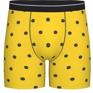 GRatka Boxer slips, heren onderbroek Boxer Shorts been Boxer Briefs grappige nieuwigheid ondergoed, zwarte stippen gele achtergrond, zoals afgebeeld, L