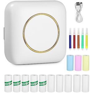 Mini-printer, zakprinter,draagbare zakprinter met 13 rollen thermisch papier，Mini Label Printer met Android en IOS，Inkless fotoprinter voor notities, memo's, reizen