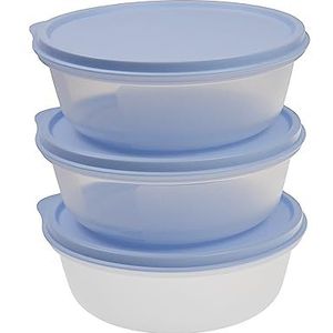 Tupperware Koelkast Hit-Parade 600 ml donkerblauw + blauw + donkerroze grote Hitparade panorama