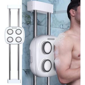 Wandgemonteerde Rugborstel, Elektrische Rugbadborstel, 6-Snelheidsinstelling, 360° Automatische Rotatie, 5 Uur Batterijduur, Voor Reiniging, Massage, Exfoliatie, Met 3 Borstelkoppen