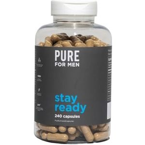 Pure for Men Original Stay Ready Vezel Supplement, 240 Vegan Capsules Vlozaadvezels, Helpt de Spijsvertering, Psylliumvezels, Chiazaad, Havervezels, Eigen Formule
