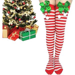 Kerstsokken Kniehoog | Hoge Sokken Dames Kleurrijk | Kerst Cosplay Sokken, Lange Kerstsokken, Gestreepte Kerstsokken voor Vrouwen Cosplay, Kerstsokken Hixip