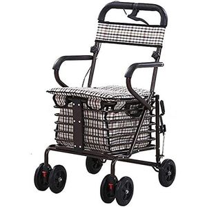 KRXSOBNV, Ouderen, ss Lichtgewicht stalen buis Opklapbaar met vier wielen en gevoerde zitting Draagmand Loophulpmiddel Verlang naar ，Looprek(C)