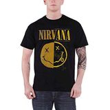 Nirvana Spliced Smiley T-shirt zwart M 100% katoen Band merch, Bands