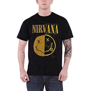 Nirvana Spliced Smiley T-shirt zwart L 100% katoen Band merch, Bands