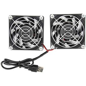 70mm behuizingsventilator, 5V USB-koelbehuizing dubbele ventilator, router warmteafvoer koeler voor RT ‑ AC68U AC86U EX6200
