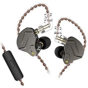 erjigo KZ ZSN Pro Dynamic Hybrid Dual Driver in Ear Oortelefoon Afneembare Klittenvrije Kabel Muzikanten In-Ear Oordopjes Hoofdtelefoon met Microfoon (Grijs met MIC)