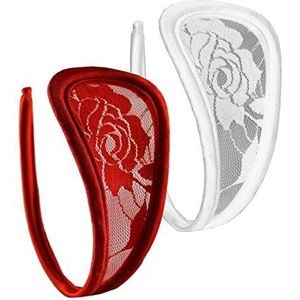 lau-fashion - Set van 2 - C-string Slip - Rood Wit - Lingerie