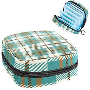 Periode Pouch Draagbare Tampon Opbergtas,Tampon Houder voor Portemonnee Vrouwelijke Product Organizer,Groene Schotse Plaid, Meerkleurig, 4.7x6.6x6.6 in/12x17x17 cm