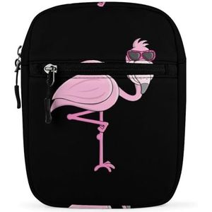 Leuke Zonnebril Flamingo Mini Crossbody Tas Unisex Anti-Diefstal Side Schoudertassen Reizen Kleine Messenger Bag