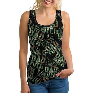 Camouflage Best Buckin' Dad Ever Deer dames tanktop mouwloos T-shirt pullover vest atletische basic shirts zomer bedrukt