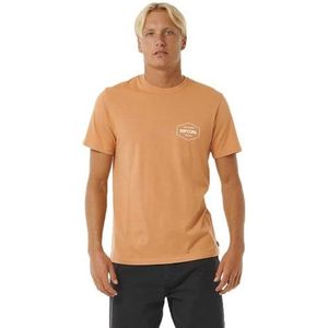 Rip Curl Stapler sport-T-shirt met korte mouwen, lichtbruin