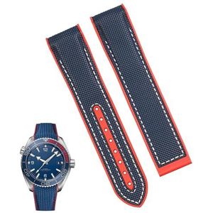 dayeer Siliconen nylon horlogeband voor Omega 300 SEAMASTER 600 PLANET OCEAN Horlogebandaccessoires Kettingriem (Color : Blue white NO, Size : 20mm)
