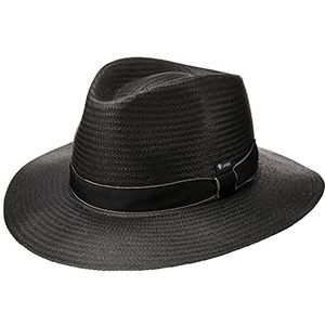 Lipodo Black Traveller Strohoed Dames/Heren - Made in Italy zonnehoed zomer hoed strand met ripsband voor Lente/Zomer - S (54-55 cm) zwart
