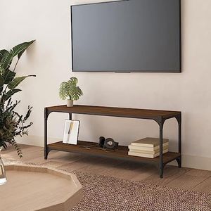 CBLDF TV-meubel Bruin Eiken 100x33x41 cm Engineered Hout en Staal