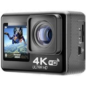 Action Camera, Waterdichte 4K 60FPS Anti-shake Action Camera Dual Screen 170° Groothoek 30m Waterdichte Sport Camera Met Afstandsbediening Outdoor Sport Cam Soepele Stabilisatie(32GB,4K -V35)