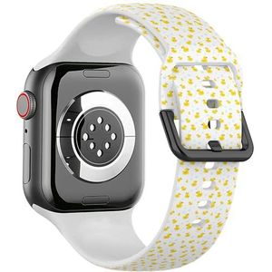 Zachte sportband compatibel met Apple Watch 38/40/41mm (Rubber Duck Bubbles) Siliconen Armband Strap Accessoire voor iWatch