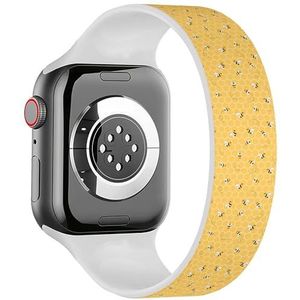 Solo Loop band compatibel met alle series Apple Watch 38/40/41mm (gele bijen op) rekbare siliconen band band accessoire, Siliconen, Geen edelsteen