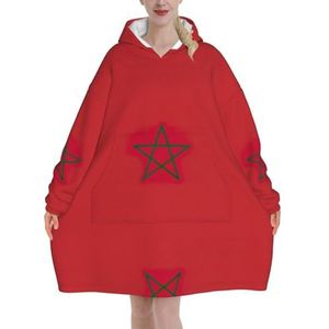 Oversized Vlag Van Marokko Hoodies Vrouwen Uk Pluizige Deken Hoodie Sherpa Vrouwen Fleece Draagbare Deken Mannen