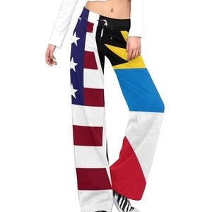 American And Antigua Barbuda vlag vrouwen broek casual broek elastische taille lounge broek lange yoga broek rechte pijp
